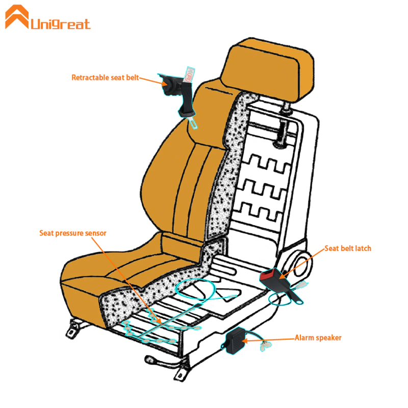 2019 2020 car bus passenger safety Seat Belt SeatBelt seat Latch buckle set unit pressure sensor with buzzer hummer