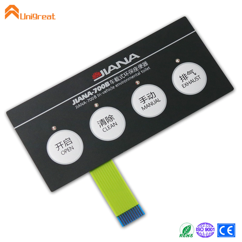 Customized UV resistance humidity resistance poly dome sticker membrane overlay label touch switch control panel manufacturer