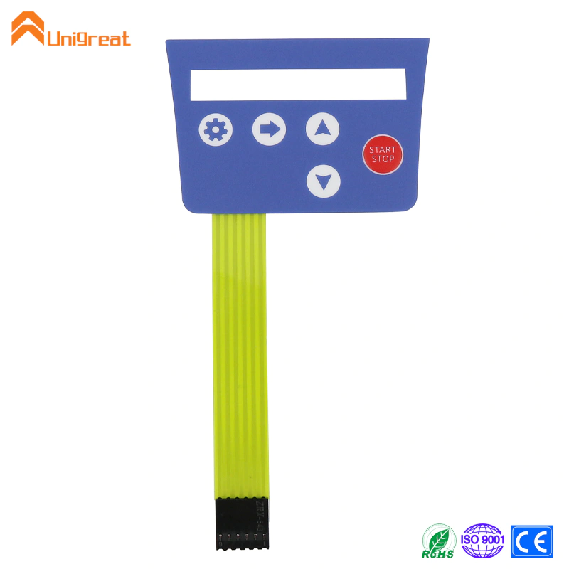 Fashion design polyester front panel electronic on off switch keyboard tact key membrane circuit switch waterproofing keypad